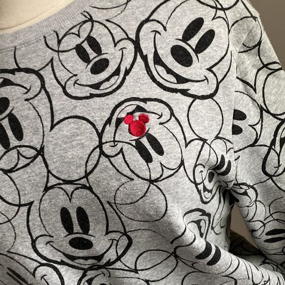 H&M DISNEY Sweatshirt Womens Sz Medium Grey Mickey Mouse All Over Print - Picture 4 of 8